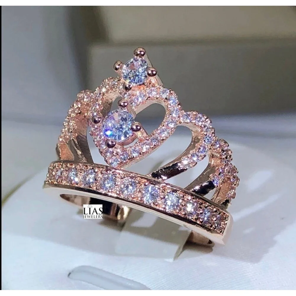 New 18k rose gold engagement ring crown